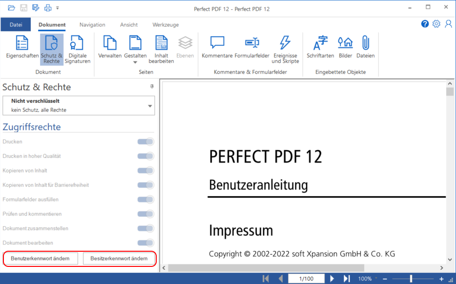 Benutzer 
 und Besitzerkennwort