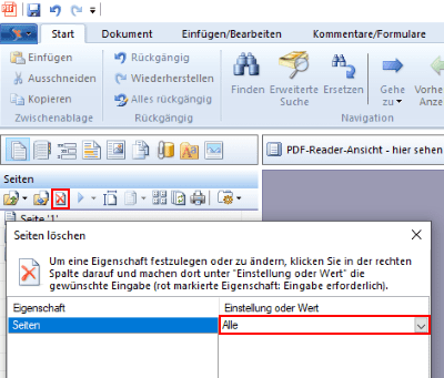 Seite aus PDF Dokument löschen