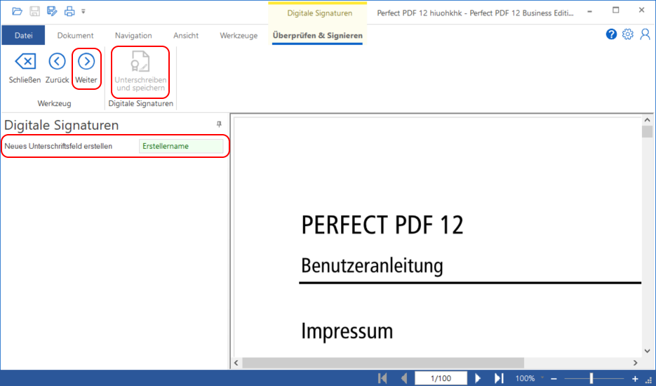 PDF Datei unterschreiben
