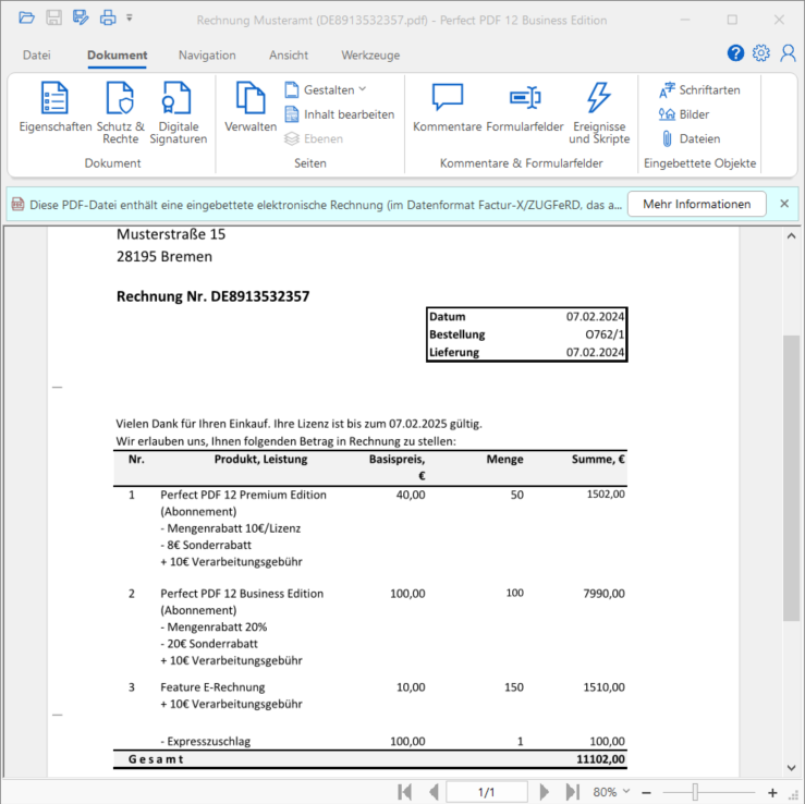 valide ZUGFeRD-Datei